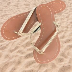 Tory Burch Leather Gold Thong Sandals
